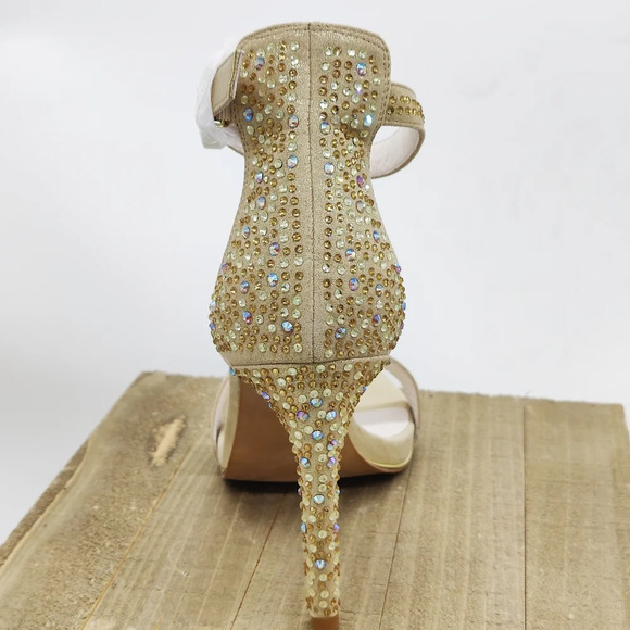 Kenneth Cole Gold Strappy Heels / Blinged Out / Size 10 - Picture 5 of 7